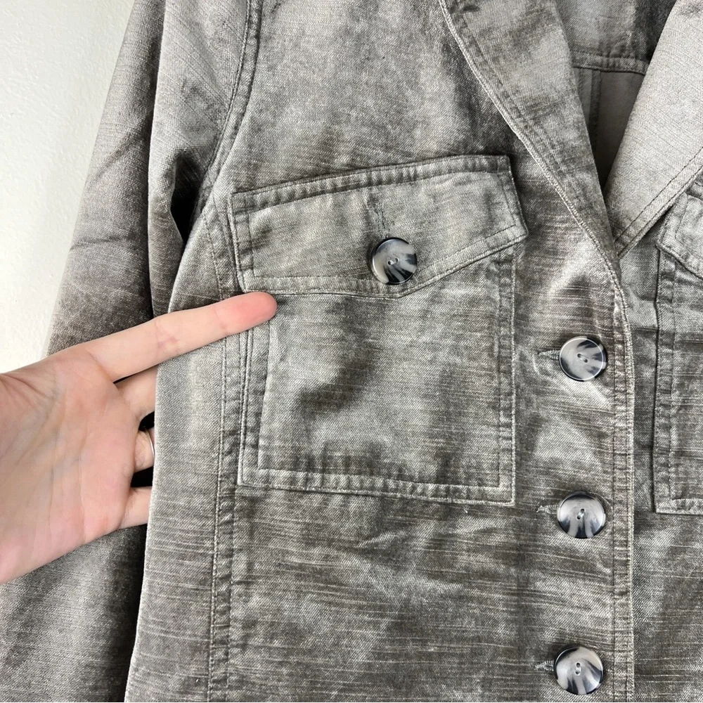 CAbi Gray Taupe Button Front Sunday Topper Velvet Jacket - Picture 2 of 6